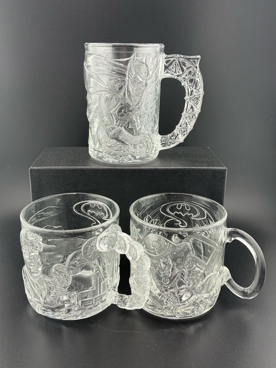 McDonald's Other - McDonald's Batman Clear Glass Decorative Mugs - Transparent Set of 3